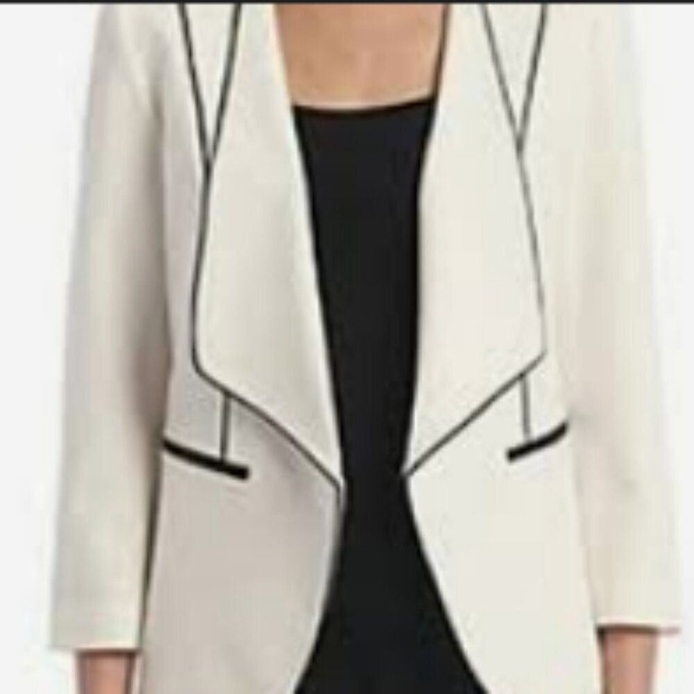 Nine West White Blazer with Black Piping